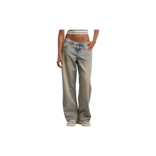 URBAN CLASSICS Damen Low Waist Baggy Jeans im Used-Look – Hauptbild