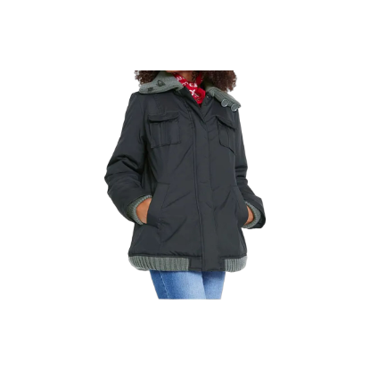 bonprix Stilvolle Damen-Winterjacke in Schwarz mit Strick-Details – Hauptbild