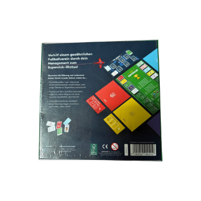 Superclub - Das Fußball-Manager-Brettspiel – Rückseite und Produktinformationen