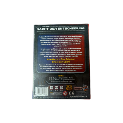 Nacht der Entscheidung – Rückseite und Produktinformationen
