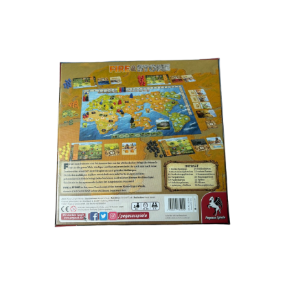 Fire & Stone von Pegasus Spiele – Rückseite und Produktinformationen