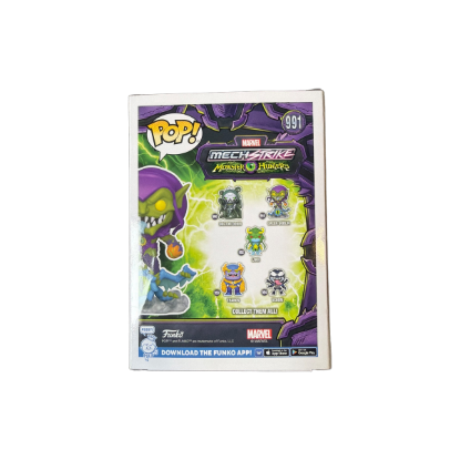 Funko POP! Marvel Mech Strike Monster Hunters - Green Goblin Nr. 991 – Rückseite und Produktinformationen