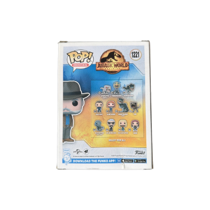 Funko POP! Movies: Jurassic World - Dr. Alan Grant 1221 – Rückseite und Produktinformationen