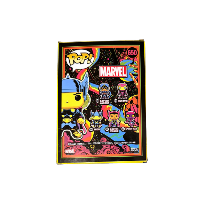 Funko Pop! Marvel Black Light Thor Nr. 650 – Rückseite und Produktinformationen