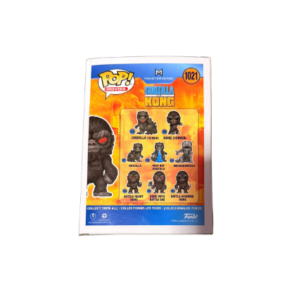 Funko Pop! Movies: Godzilla vs. Kong - Kong with Battle Axe (1021) Flocked Exclusive – Rückseite und Produktinformationen