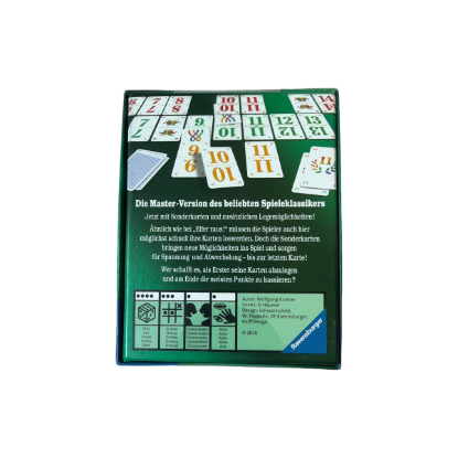 Ravensburger Elfer raus! Master – Rückseite und Produktinformationen