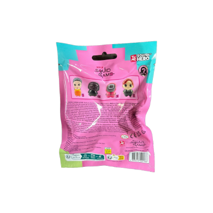 Squid Game Squish Hero Überraschungstüte – Rückseite und Produktinformationen
